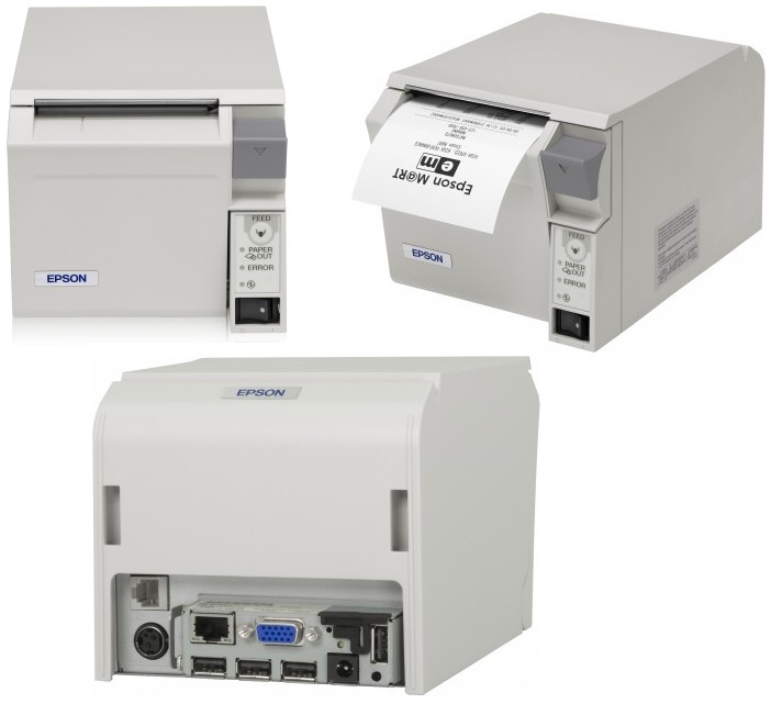 Epson. Receipt printers / receipt like ticket printer. EPSON TM-T70-i receipt printer with cutter. Inferfaces; 1 x Ethernet, 4 x USB, 1 x Micro USB. Lowest price at barcode.co.uk