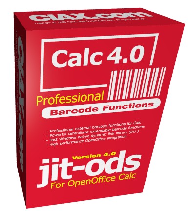 CIAX. Barcode fonts / TrueType Windows and Microsoft Office etc.. JIT-ODS for OpenOffice Calc 4.0 powerful automatic barcode creation functions. Lowest price at barcode.co.uk
