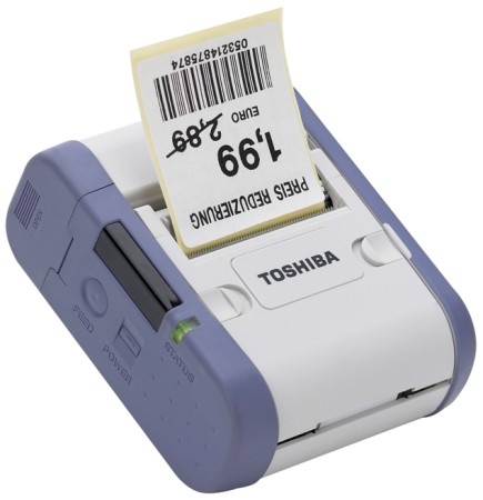 Toshiba TEC. Mobile (on the move) portable belt thermal label printers. Toshiba TEC B-SP2D mobile / portable thermal label and receipt printer (Serial Port, IrDA, Bluetooth, Wifi). Lowest price at barcode.co.uk
