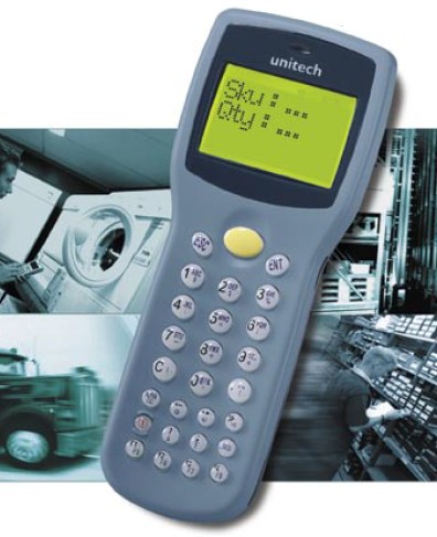 Unitech Europe. Portable / mobile / wireless batch terminals with laser barcode reader / scanner. Unitech HT630 compact portable data collection terminal (power supply, USB communication / charging cable, battery, strap, JobGen Plus application generator software. Lowest price at barcode.co.uk