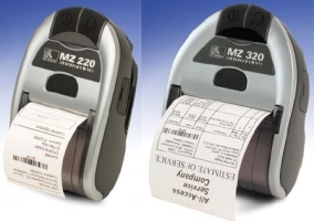 Zebra. Mobile (on the move) portable belt thermal label printers. Zebra MZ 220 MZ 320 mobile receipt / ticket printer (direct thermal). Lowest price at barcode.co.uk