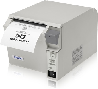 Epson. Receipt printers / receipt like ticket printer. EPSON TM-T70 thermal receipt printer / front control / space saving / under counter. Lowest price at barcode.co.uk
