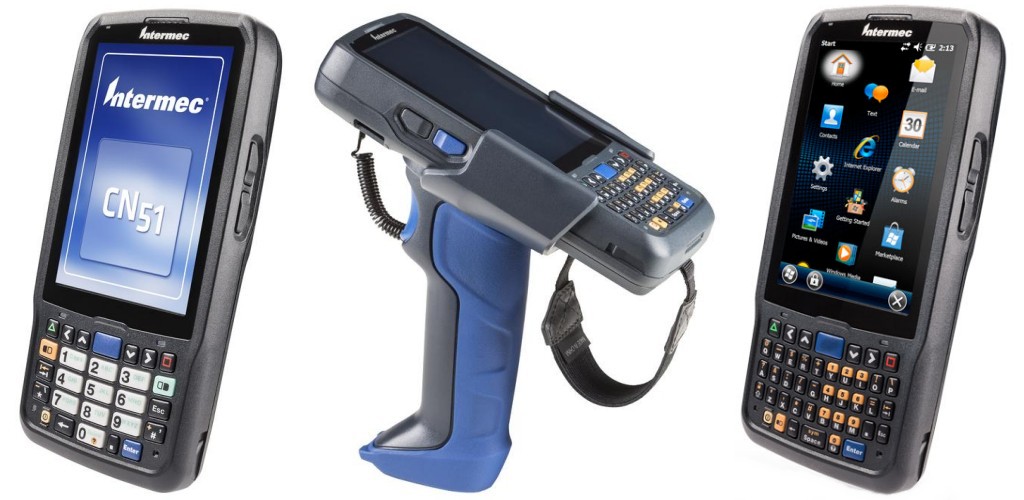 Intermec. Portable / mobile wireless terminals (WiFi 802.11 / GPRS internet / Bluetooth / etc. ) Pocket PC, Microsoft Windows Mobile, CE 5.0 / 6.0, Visual Studio, .Net, flash, touch screen, etc.. Intermec CN51 rugged Android or Windows Embedded Handheld mobile barcode scanning enabled mobile phone / PDA. Elasticated strap for hands free barcode reading. Vehicle charger options. Lowest price at barcode.co.uk